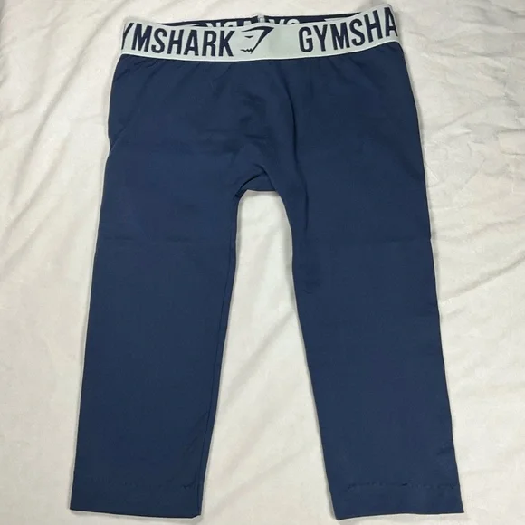 Gymshark Mens Compression Leggings Size S Blue Stretch Gym Training Pants - Picture 1 of 8